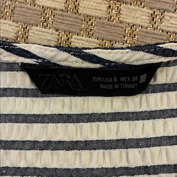 Zara Blue and Cream Striped Blouse - Picture 4 of 6